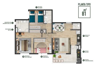 Apartamento, 3 quartos, 81 m² - Foto 3