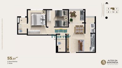 Apartamento, 2 quartos, 56 m² - Foto 3
