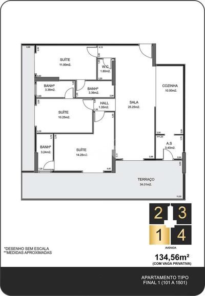 Apartamento, 3 quartos, 134 m² - Foto 2