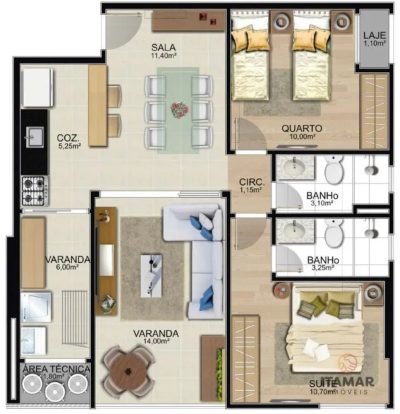 Apartamento, 2 quartos, 76 m² - Foto 2