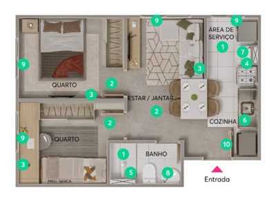Apartamento, 2 quartos, 53 m² - Foto 2