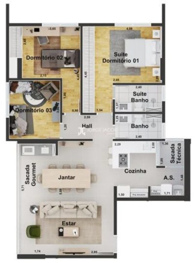 Apartamento, 3 quartos, 95 m² - Foto 1