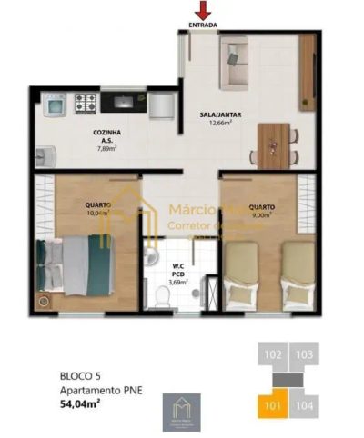 Apartamento, 2 quartos, 40 m² - Foto 3