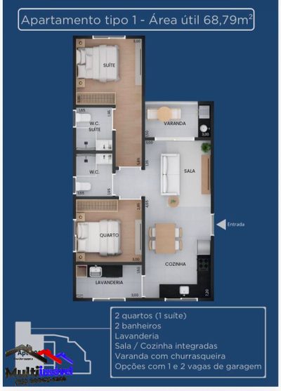 Apartamento, 2 quartos, 68 m² - Foto 2