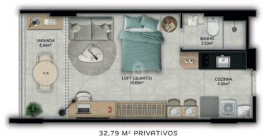 Flat/Apart Hotel, 1 quarto, 33 m² - Foto 3