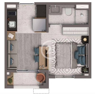 Kitnet-Studio, 24 m² - Foto 1