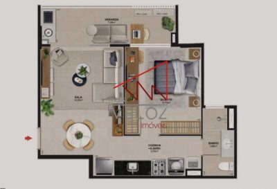 Apartamento, 1 quarto, 50 m² - Foto 3