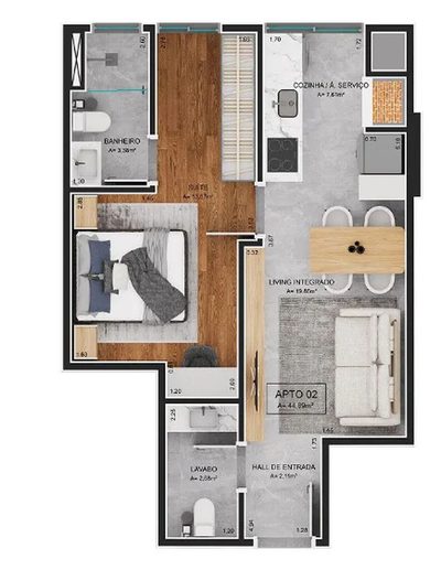 Apartamento, 64 m² - Foto 2