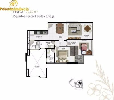 Apartamento, 2 quartos, 70 m² - Foto 2