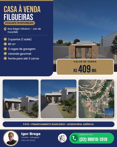 Casa, 3 quartos, 80 m² - Foto 1