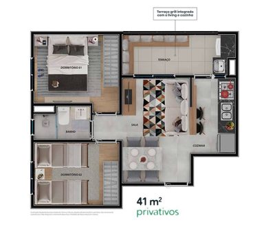 Apartamento, 2 quartos, 41 m² - Foto 3