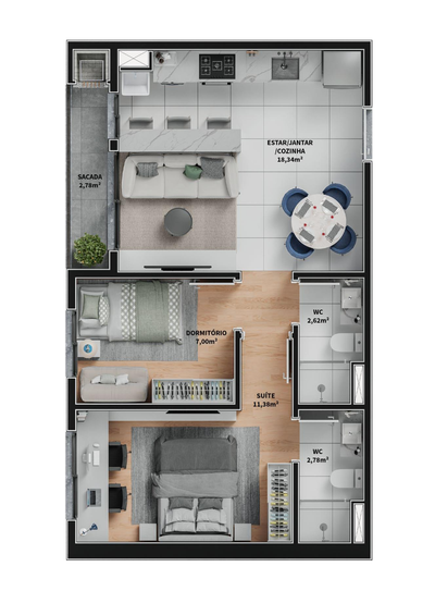 Apartamento, 3 quartos, 74 m² - Foto 3